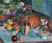Henry Ottmann Nature morte aux fruits et a la fiasque de vin oil painting picture wholesale